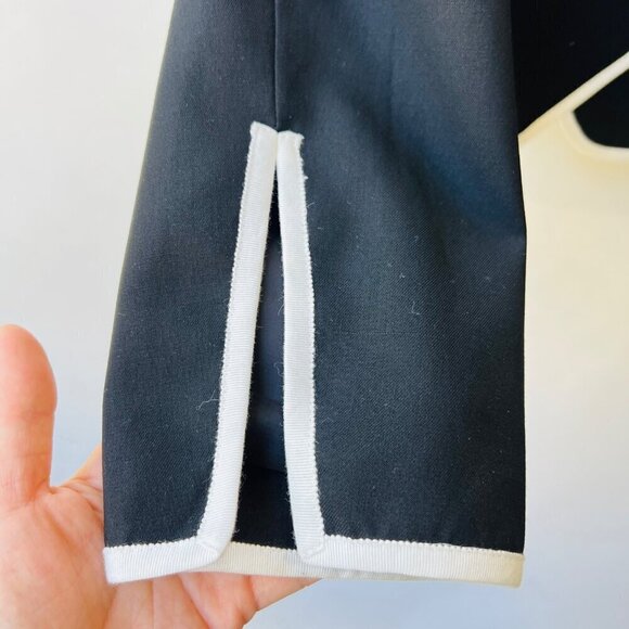 ❤️ Frame double breasted contrast trims blazer,black /white, Plus Size 14 - Picture 11 of 14